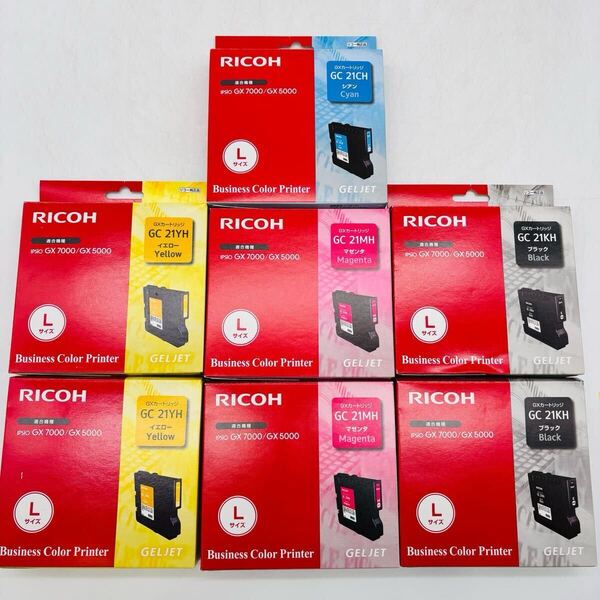 純正品 RICOH GC 21KH/CH/MH/YH インクカートリッジ 4色 7本(ブラック マゼンタ イエロー シアン)GX5000 GX7000 Lサイズ リコー
