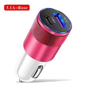 シガーソケット 急速充電 2ポート typeC スマホ 充電器 車載 カーチャージャー シガー アダプター ソケット USB ポート ピンク 04