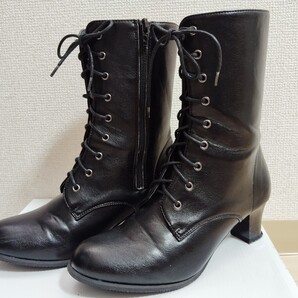 黒ブーツ 編み上げ ブーツ 卒業式 袴用 23cm