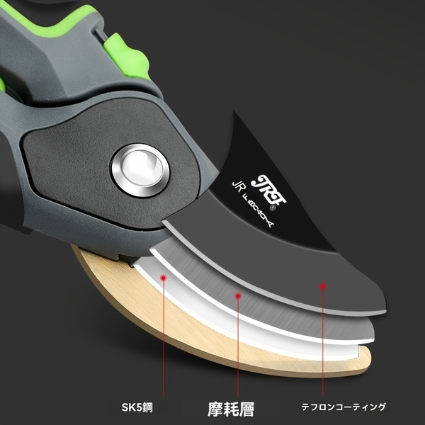 バイパス剪定せん - 高性能のガーデニングハンドプルナーサー、鋭いSK5ステンブラード、エргノミックなグリーン&ブラックハンドル
