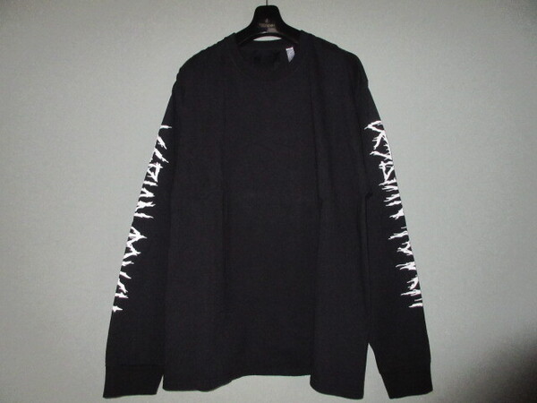 送料無料発送 ASSEMBLY NEW YORK L/S TEE グラフィック袖プリント 長袖Tシャツ BLACK XL 正規品 綿100% MADE IN USA とても美品