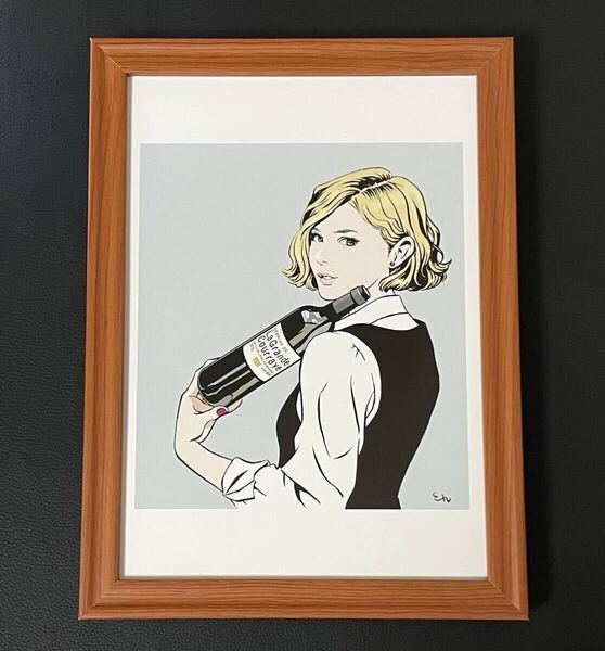【江口寿史】額装品『リアルワインガイド』67号 / B5サイズ 額入り イラスト ポスターライクデザイン