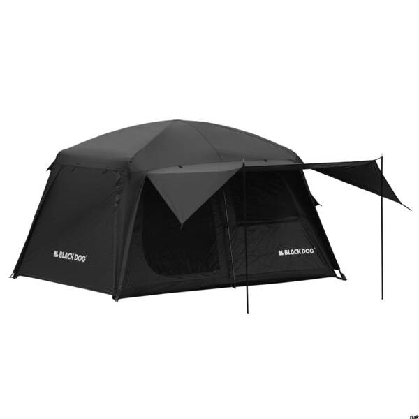 【前室ポール付き、6人用ロッジ型テント】 アウトドア キャンプ用 お花見 UVカット 防風 遮光 防水 簡単設営 専用キャリーバッグ付属