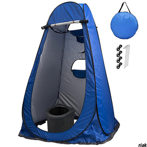 【雨水の浸入を防ぐ防水ストリップ付き、天候の不安を軽減】一人用テント&簡易トイレセット 折り畳み式 簡易トイレの耐荷重は150kg 青