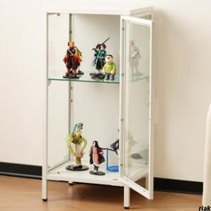 【モダンで洗練されたデザイン、どんな空間にもマッチ】コレクションケース 幅40cm 棚高さ調節可能 強化ガラス おしゃれ ホワイト