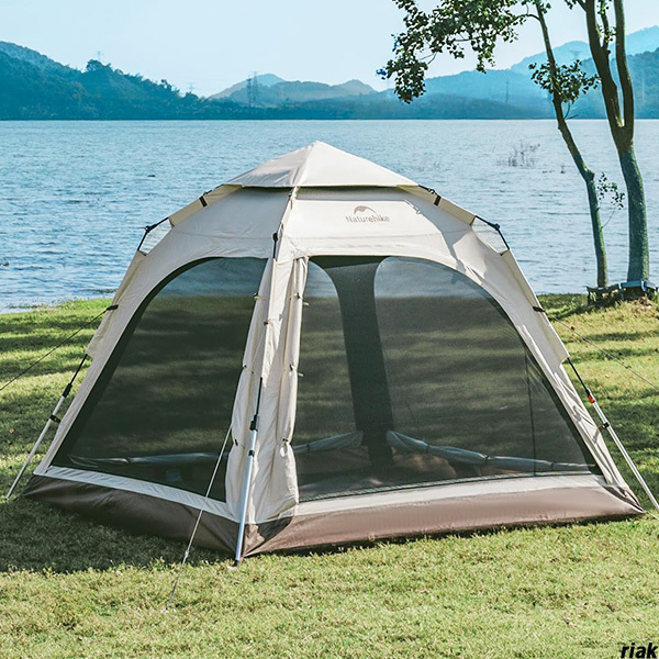 【簡単設営できる、2~3人用ワンタッチテント】 200x200x145cm UPF50+紫外線カット アウトドア 初心者向け カーキー