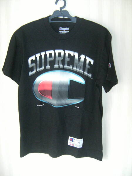 ■Supreme x Champion Chrome Tシャツ S 半袖 黒 ブラック 19ss■シュプリーム チャンピオン