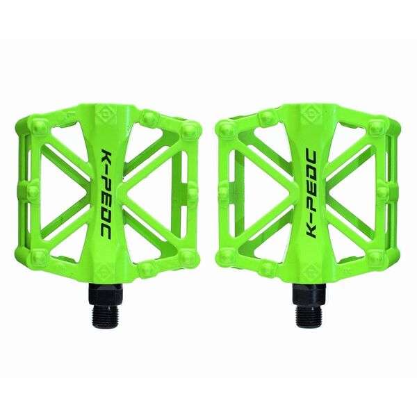 【送料無料】 アルミペダル 左右セット グリーン 緑 自転車 【バルク品】MTB クロスバイク マウンテンバイク BMX