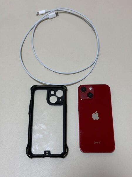 【状態良好】Apple|iPhone 13 mini SIMフリー 256GB|PRODUCT(RED) 保護カバー・ケーブル付