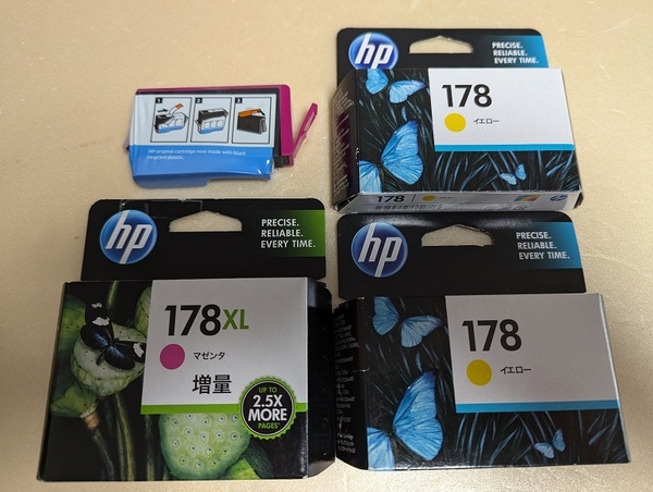 hp 純正インク 178 イエロー x2 ,178 マゼンタ ,178XL マゼンタ 使用期限切れ
