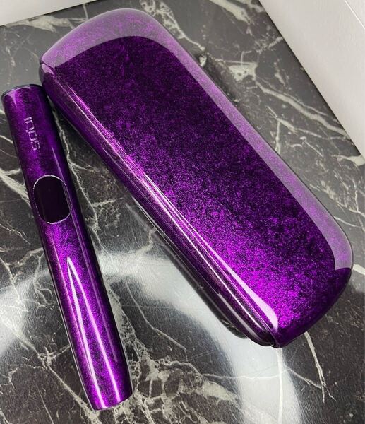 ※受注制作 新型 iQOS ILUMA i イルマ アイコス 本体 未使用 カスタム ペイント 可愛い パープル 紫 ブラック 黒 ラップ
