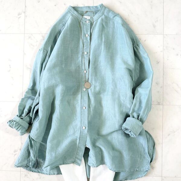 極美品☆イエナ ラミーリヨセル バックギャザーシャツ バンドカラー 近年モデル レディース トップス IENA