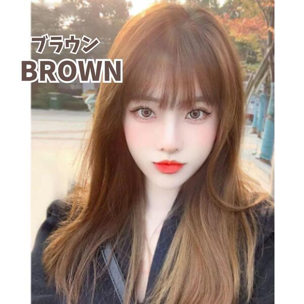 29 【耐熱フルウィッグ】ナチュラルロングストレート ブラウン 茶 前髪あり 学生風コスプレにも◎ ロング ストレート ウイッグ 耐熱
