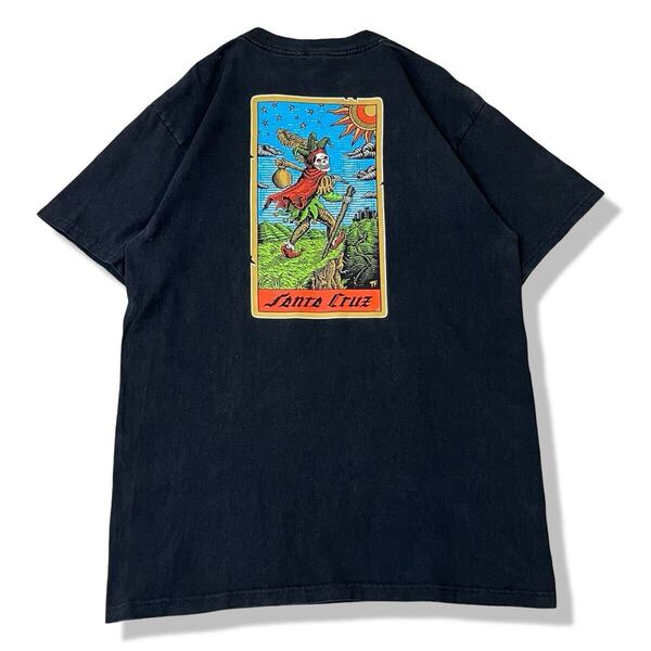 メキシコ製 SANTA CRUZ(サンタクルーズ) タロットカード デザインTシャツ ブラック M クルーネック サーフ スケーター 半袖Tシャツ 古着