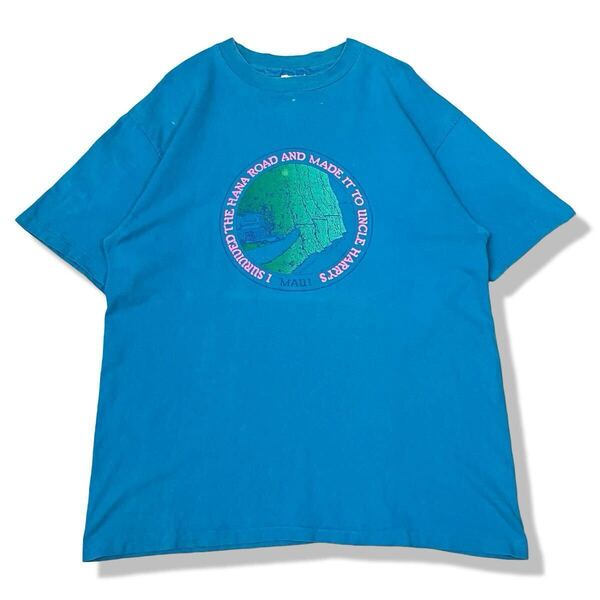 【ヴィンテージ】80s USA製 Hanes ハワイ マウイ島 半袖 プリントロゴTシャツ XL ヘインズ シングルステッチ ビンテージTシャツ 古着