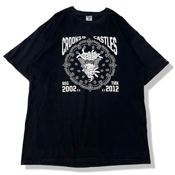 CROOK&CASTLES(クルックスアンドキャッスルズ) メデューサ ビッグシルエットロゴTシャツ XL クルーネック Y2K 半袖Tシャツ 古着