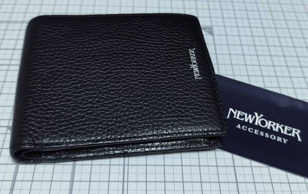 W67 新品/送料込 NEWYORKER ニューヨーカー カラー&チェック 財布 小銭入れ 二つ折り ブラック