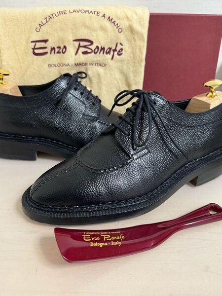 最終値下げ 美品 Enzo Bonafe Bering エンツォボナフェ ブラック 黒 ベーリング Uチップ 4.5インチ 23.5cm 24cm