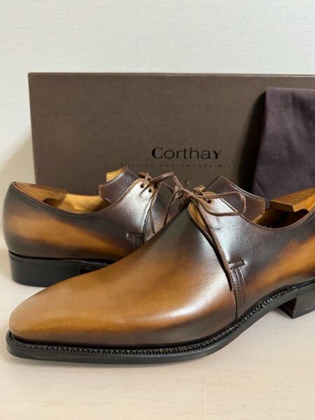 新品 未使用 定番 アイコン Corthay コルテ ARCA アルカ ブラウン ベグテーグル プレーントゥ パティーヌ 6.5インチ 25cm