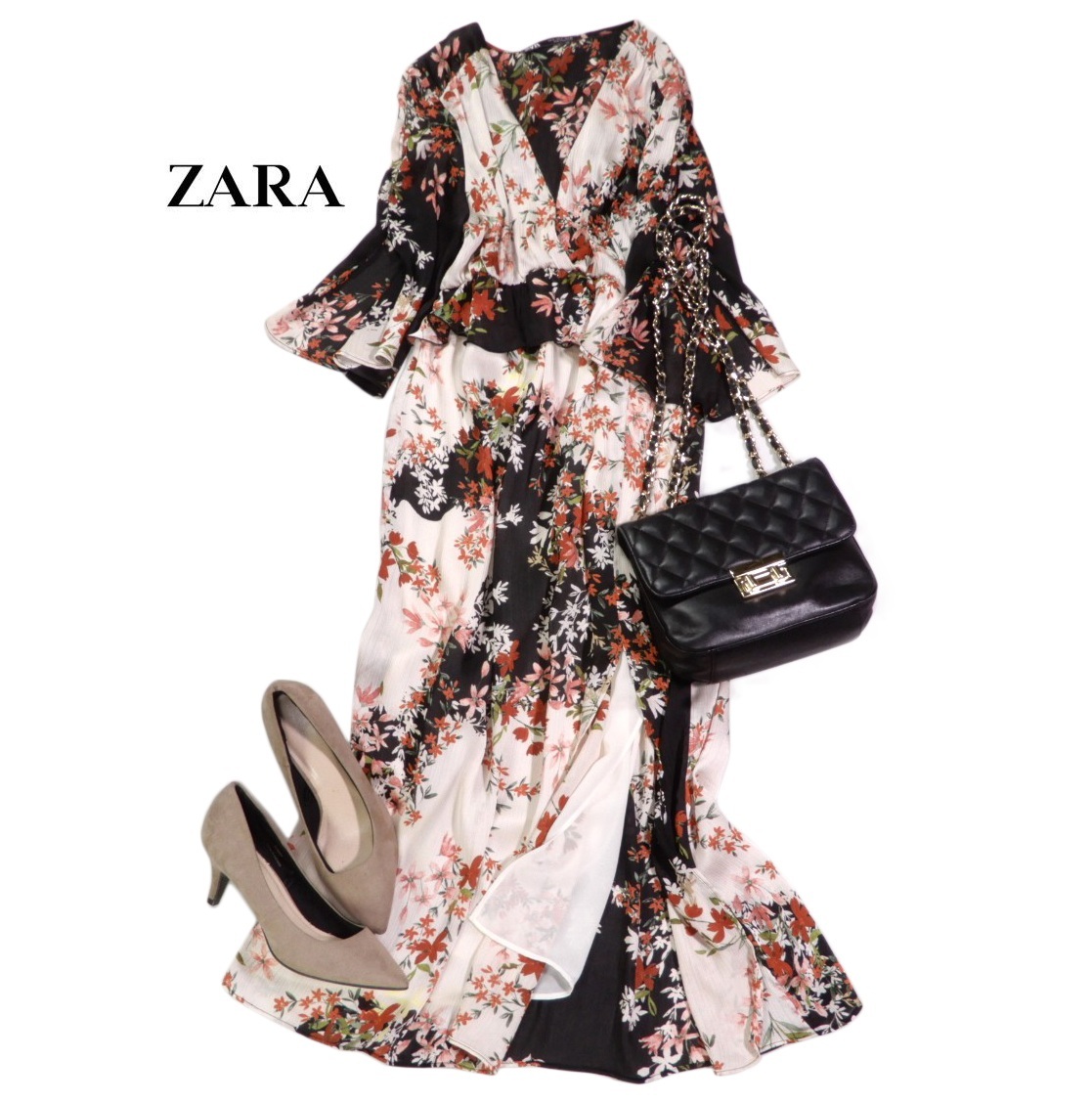 ZARA - ZARA ザラ 千鳥柄 カシュクール ワンピース sizeXS