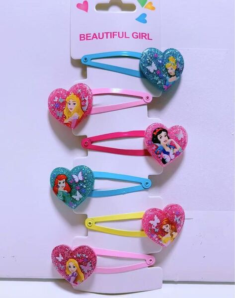 6点組ディズニーヘアピン プリンセス 可愛い髪飾り 女の子アクセサリー 393号