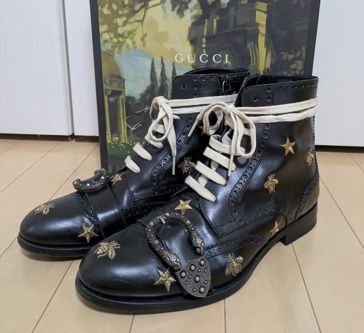 GUCCI グッチ　刺繍　ブーツ　希少 Yahoo!オークション -「gucci刺繍」(靴) (グッチ)の落札相場