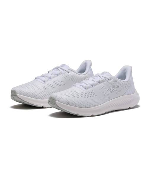 送料無料! 新品未使用 UNDER ARMOUR アンダーアーマー UAチャージド パスート3 ビックロゴ ランニング 3026523 22.5cm ホワイト