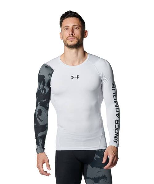 新品未使用 タグ付き UNDER ARMOUR アンダーアーマー UA ヒートギア コンプレッション ロングスリーブ シャツ Lサイズ ホワイト UPF50