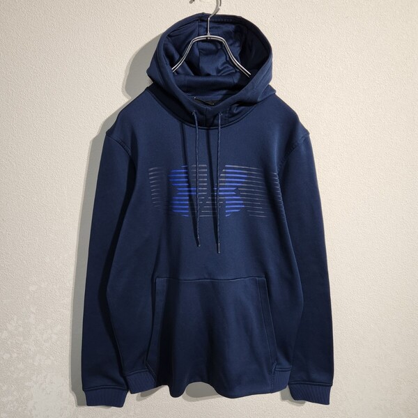 UNDER ARMOR アンダーアーマー フーディー スウェットパーカー ジャージ 紺 メンズM オーバーサイズ ビッグシルエット 90s