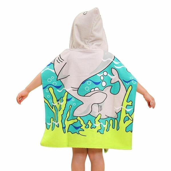 子ども用 フード付き ビーチタオル 海 プール キッズ 吸水 ポンチョ ジュニア