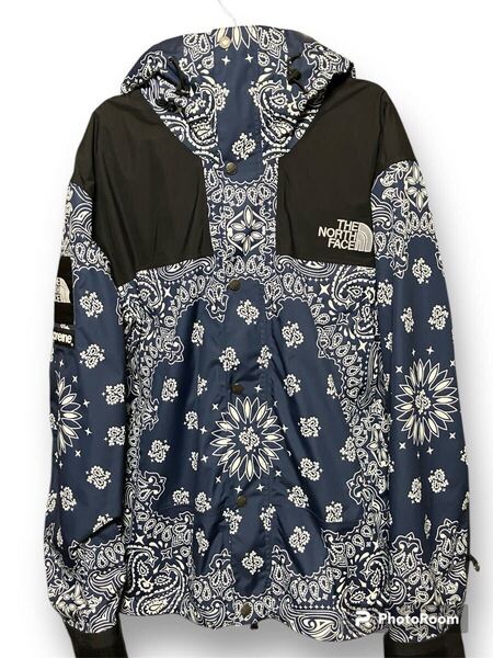 XL Supreme THE NORTH FACE BANDANA MOUNTA TNF NAVY PRINT マウンテン ジャケット ネイビー タグ付属 ペイズリー バンダナ BOX CHM9BOU-XL