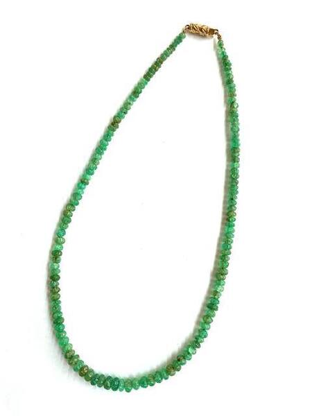 【即決/43㎝】 14K 天然エメラルド ネックレス 宝石 ジュエリー ゴールド アクセサリー ビーズ 緑 グリーン 13.0g