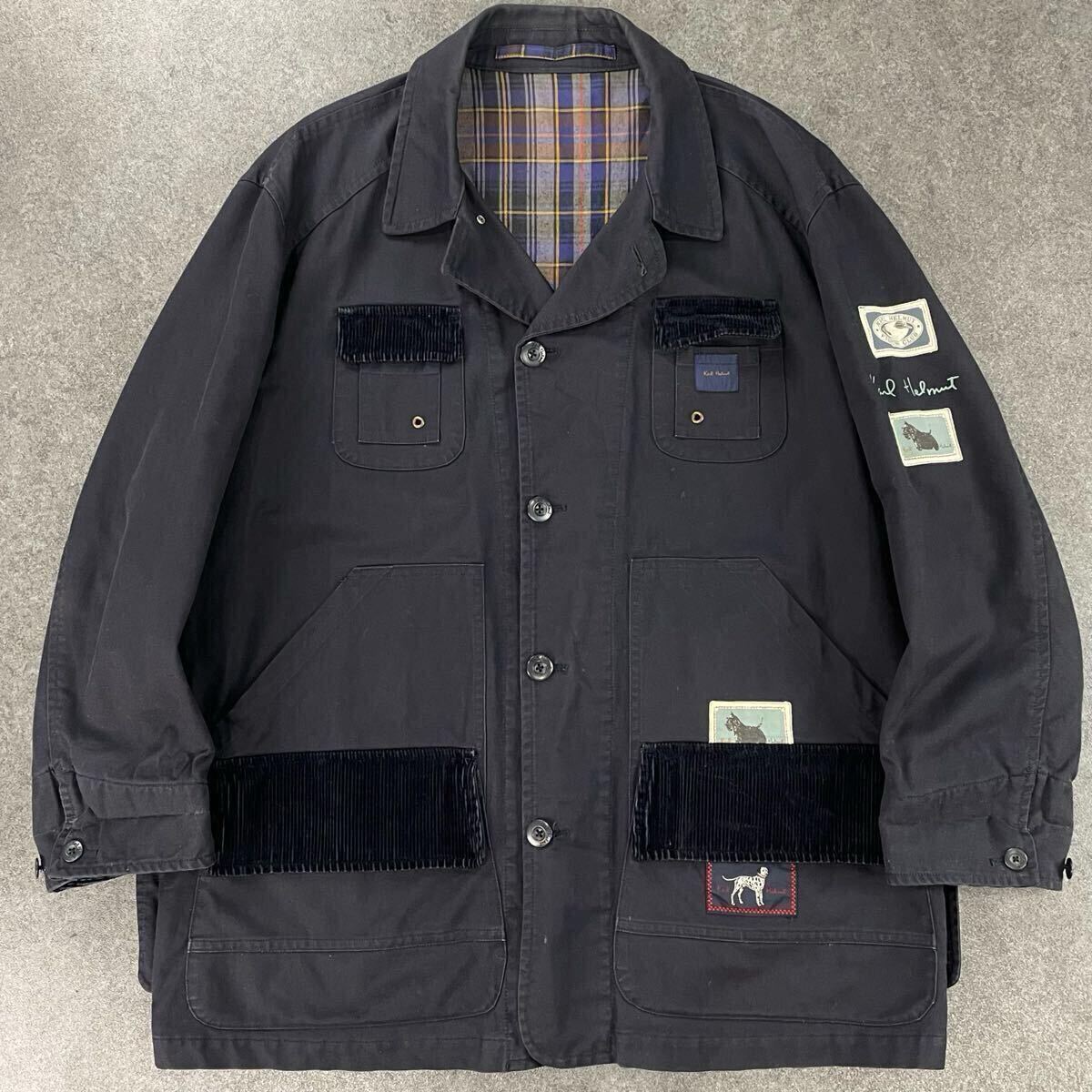 ☆美品☆Karl Helmut ベースボール フードニット ジャケット KARL HELMUT（カールヘルム）の「ハイランドダンス刺繍入り