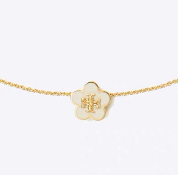 新品未使用 Tory Burch トリーバーチ キラ エナメル フラワー ネックレス ホワイト