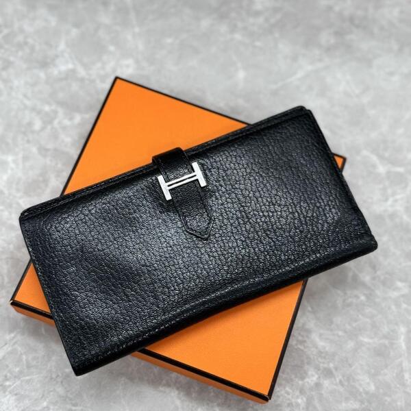 HERMES ベアン スフレ 黒 ブラック 長財布