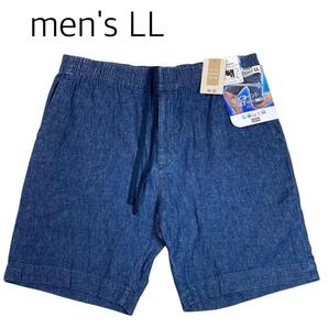 【men'sLL】 新品未使用 ビヨーンド デニムハーフパンツ 麻混 ストレッチ