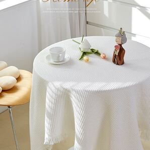 テーブルクロス マルチカバー テーブルカバー 防塵 無地 飾り 北欧 正方形 インテリア 90x90 フリンジ付き