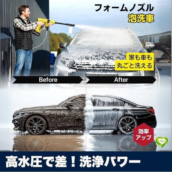 【高水圧で差!洗浄パワー】高圧洗浄機 コードレス 充電式 水圧 洗浄力 頑固汚れ 高水圧 効率的洗浄 強力 人気 おすすめ