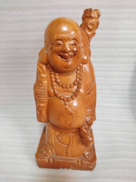 「布袋様」七福神 布袋尊 木彫り 縁起物 高さ約40㎝ 重さ約2.4キロ 笑う門には福来る 夫婦円満 子宝 金運 商売繁盛! 冨貴繁栄!