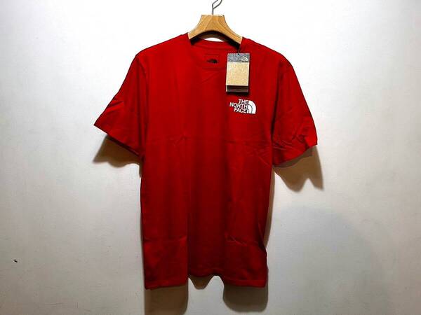 送料無料 即決 新品 正規品 USA限定 The North Face ノースフェイス US-L バックロゴプリント 半袖Tシャツ 赤色 Throwback