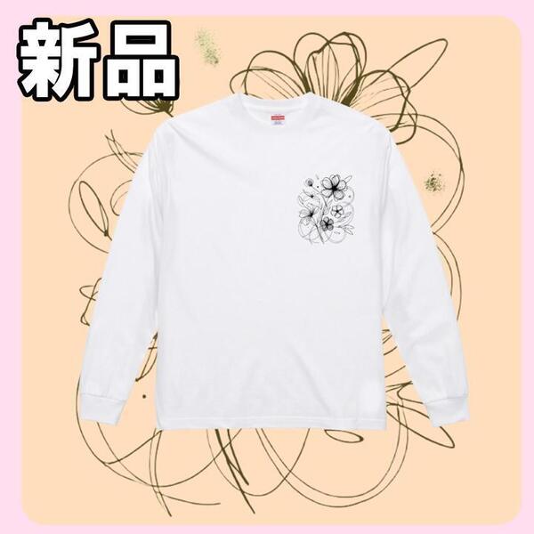 【大人気につき在庫わずか!次入荷未定!最終値下げ!新品未使用】レディース Tシャツロング フラワー ホワイト L 【IOD0480015L】