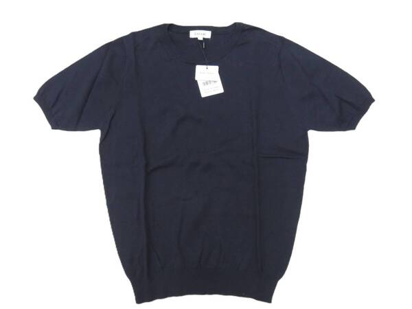 H-212 新品 coroai コロアイ レディース サマーニット トップス 半袖 綿100%【M】ブラックネイビー 薄手 丸首