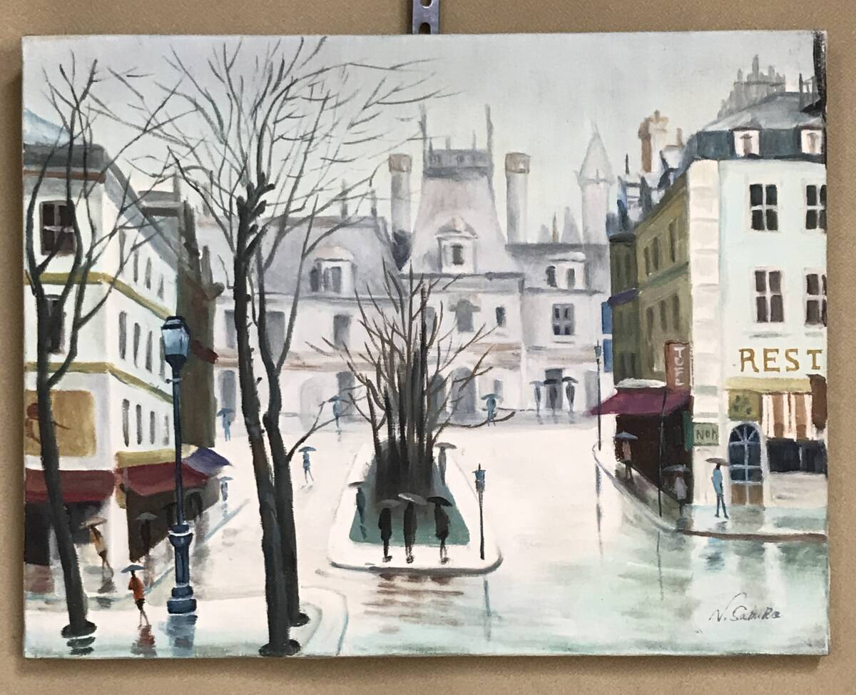 油彩 真作作品名油彩画 油絵 作品 F15号 睡蓮 作家名田村隆枝