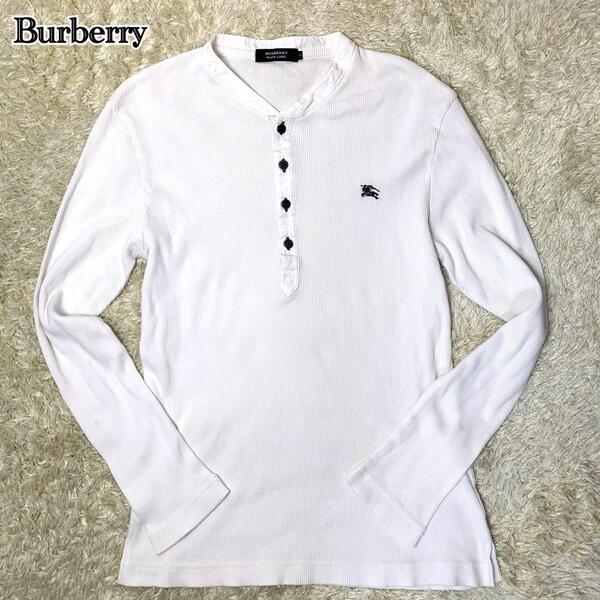 【極美品】Burberry BLACKLABEL バーバリー ブラックレーベル 長袖 ポロシャツ ノヴァチェック ノバチェック ホース刺繍 M 2サイズ 白