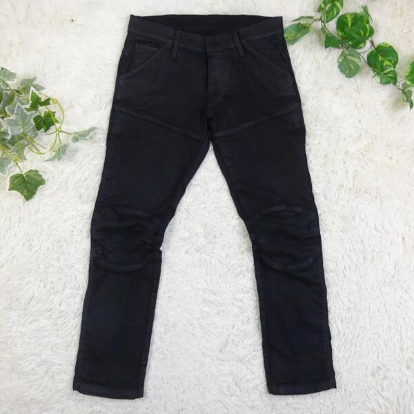 希少 G-STAR RAW ジースターロウ 5620 WOOD 3D SUPER SLIM 3D立体裁断ストレッチスキニーブラックデニムパンツ 28 黒