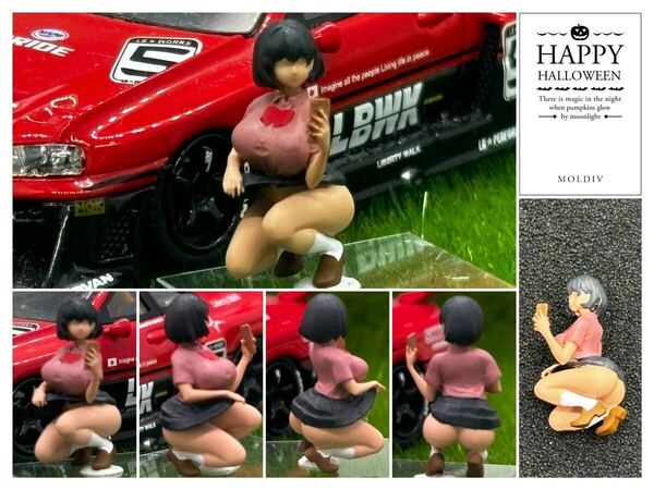 1/64 ジオラマ ファミレス美女 巨乳 自撮りフィギュア 日本未発売 限定一体 Hot Wheels トミカサイズ 精密塗装 美乳 MINI GT