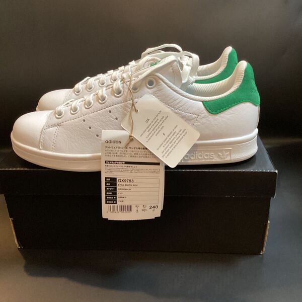 タグ付き未使用 24 新品 adidas アディダス スニーカー スタンスミス GX9753 天然皮革レザー STAN SMITH ADV ホワイト×グリーン