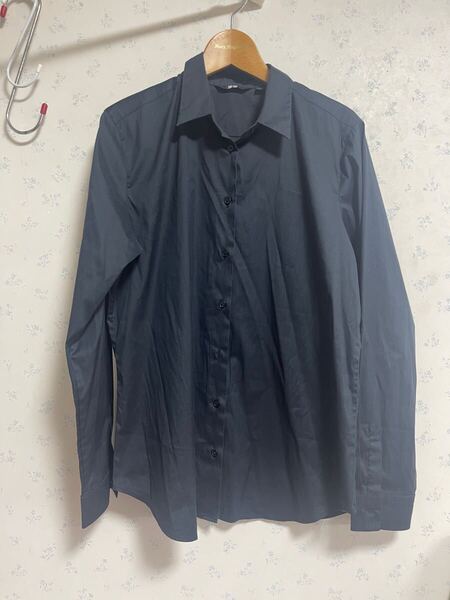 UNIQLO レディース 濃紺 長袖 シャツ ブラウス Lサイズ ネイビー ユニクロ