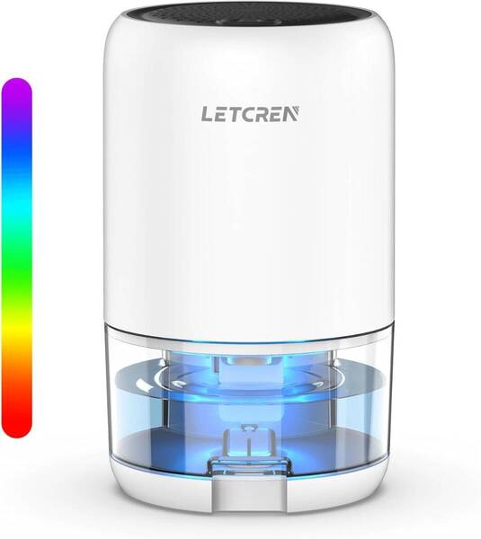LETCREN 除湿機 小型 省エネ 静音 衣類乾燥 【2025新版 ダブルペルチェ式で除湿量UP 】除湿器じょしつき 衣類乾燥機 7色ナイトランプ