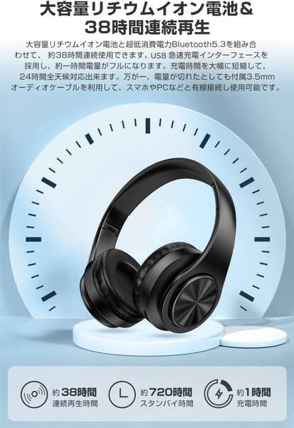 【Bluetooth5.3搭載&HIFI高音】NAZUSA ヘッドホン ワイヤレスヘッドホン Bluetoothヘッドホン 有線 無線 両用 密閉型/軽量